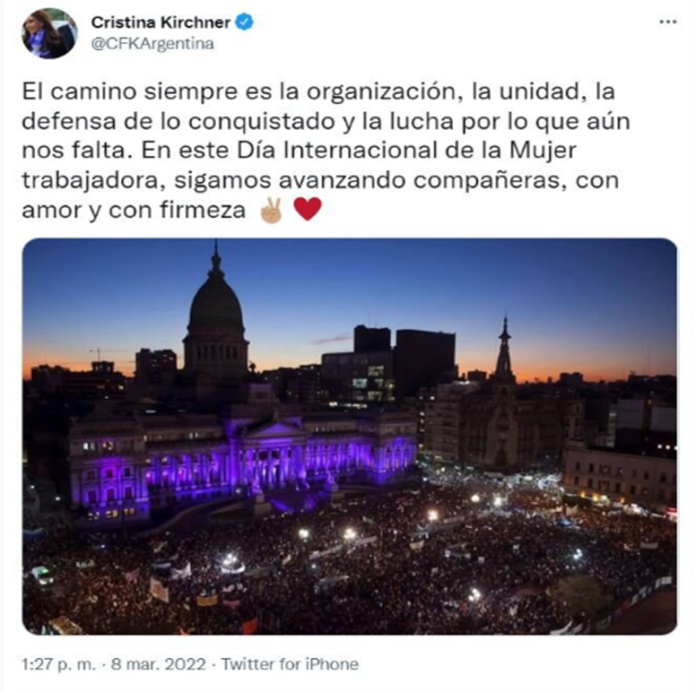 Cristina Kirchner por el 8M