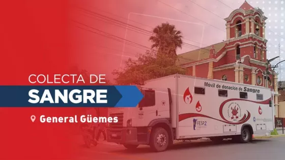 Mañana habrá colecta de sangre del grupo O positivo en General Güemes